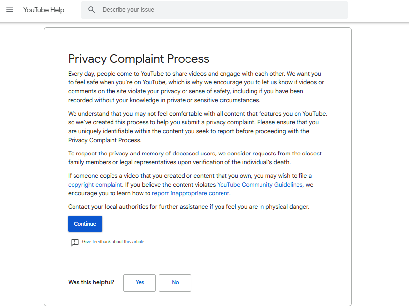 How to remove personal info from YouTube channel or video (YouTube Privacy Complaint Form) 5 privacy compliant process step 1