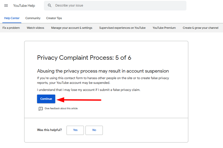 How to remove personal info from YouTube channel or video (YouTube Privacy Complaint Form) 9 privacy compliant process step 5
