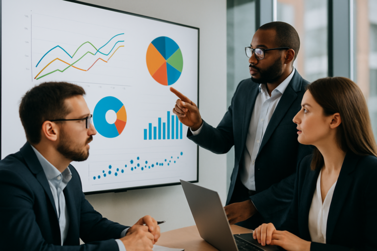 News 4 A team of experts in a modern office discussing digital reputation strategies illustrating AI's reputation crisis for business leaders.